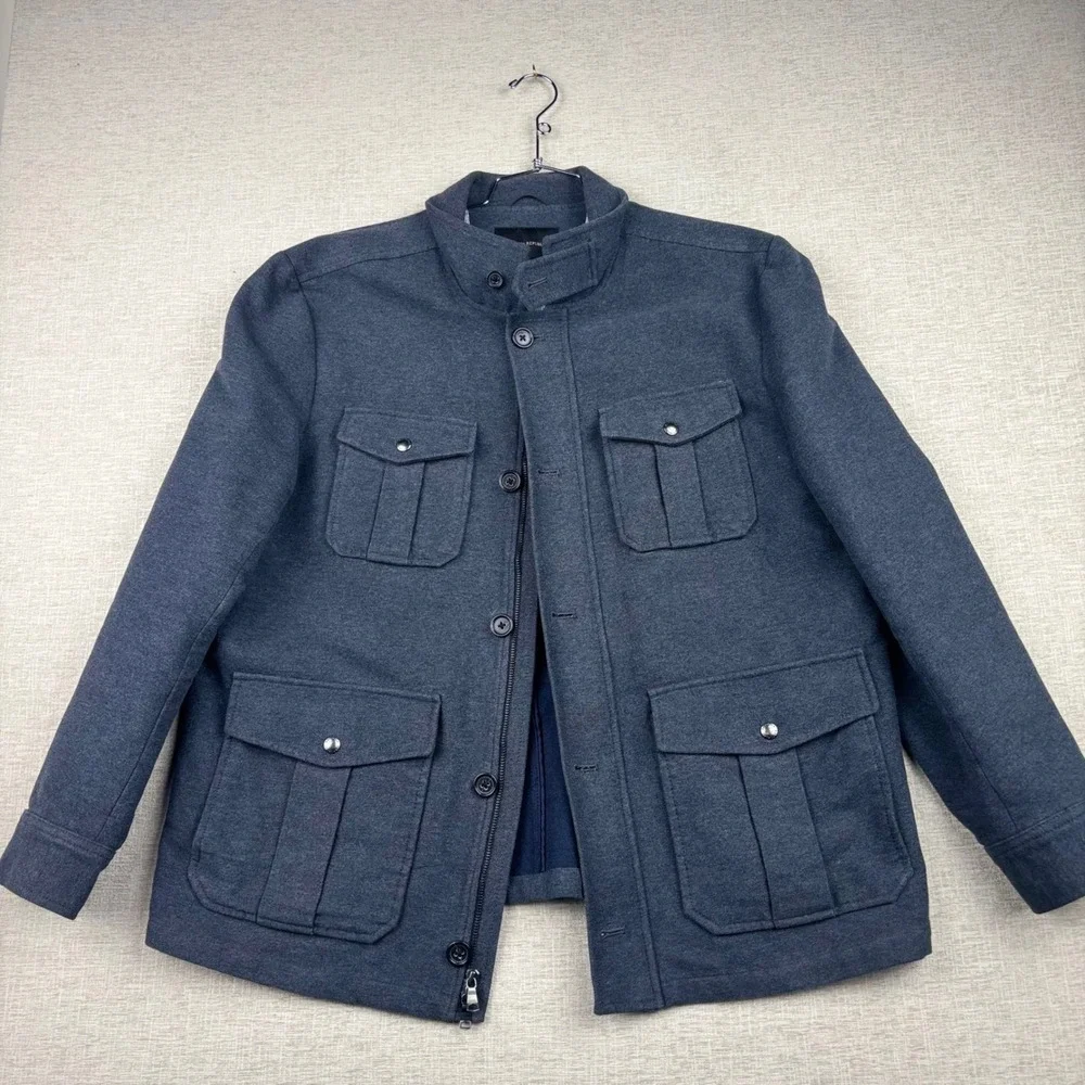 Banana Republic Mens XL Charcoal Grey Heathered Field Jacket Utility Coat